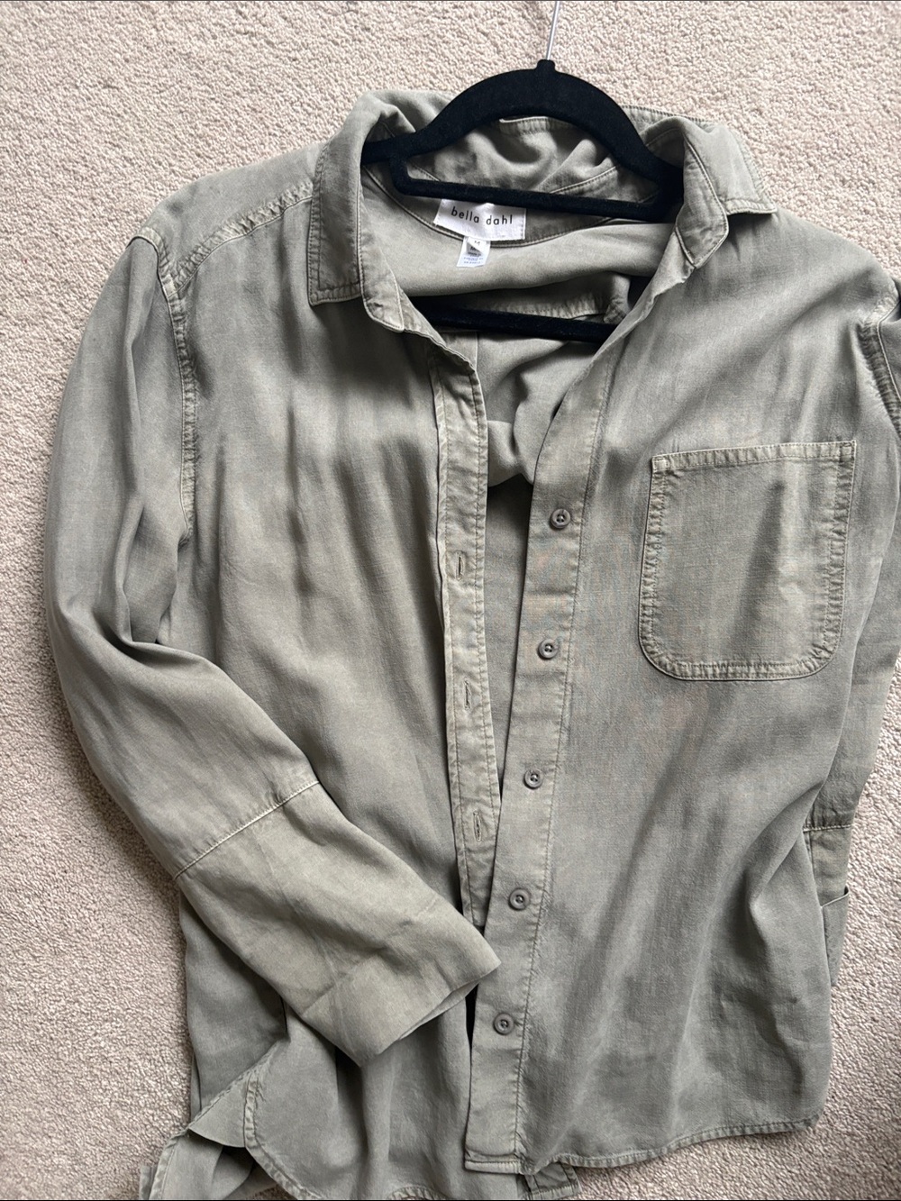 Belle Dahl woman’s Lightweight Olive Button-Up Shirt